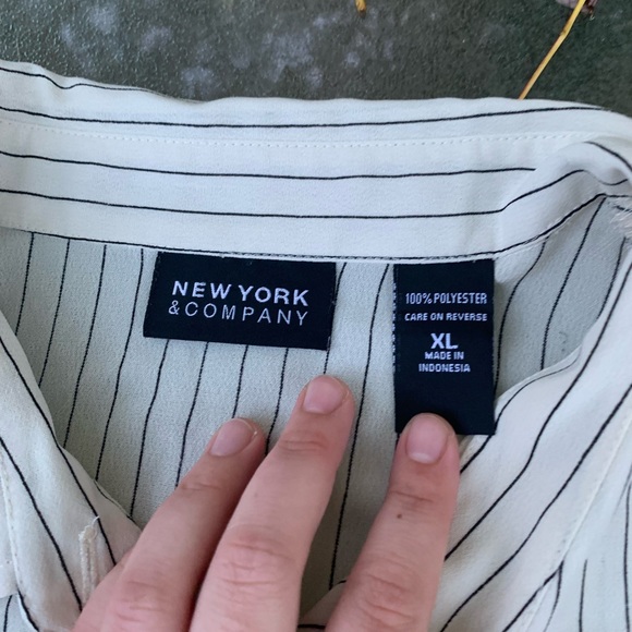 Striped New York and Company Button Down Blouse - Picture 3 of 3